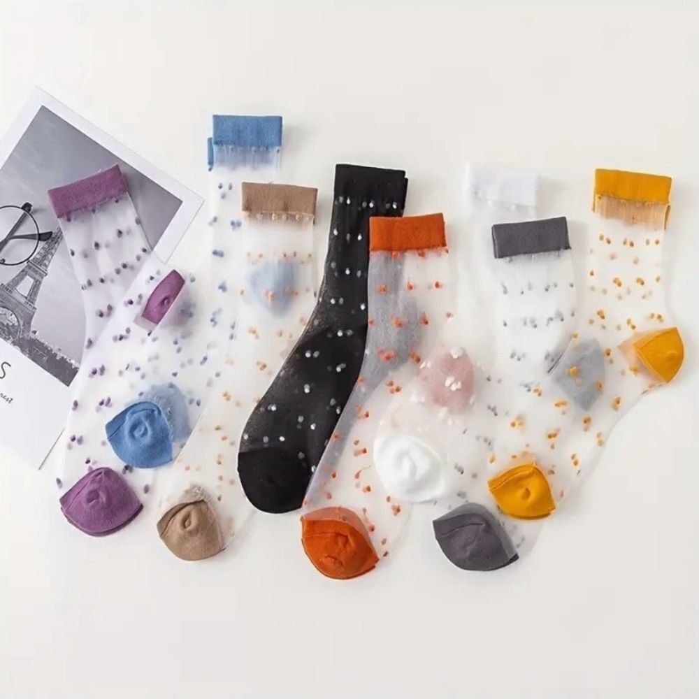 Naked Hanger Polka Dot Sheer Socks, pack of 8 pairs.